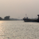 Schiff Sonnenuntergang Hafen Weser