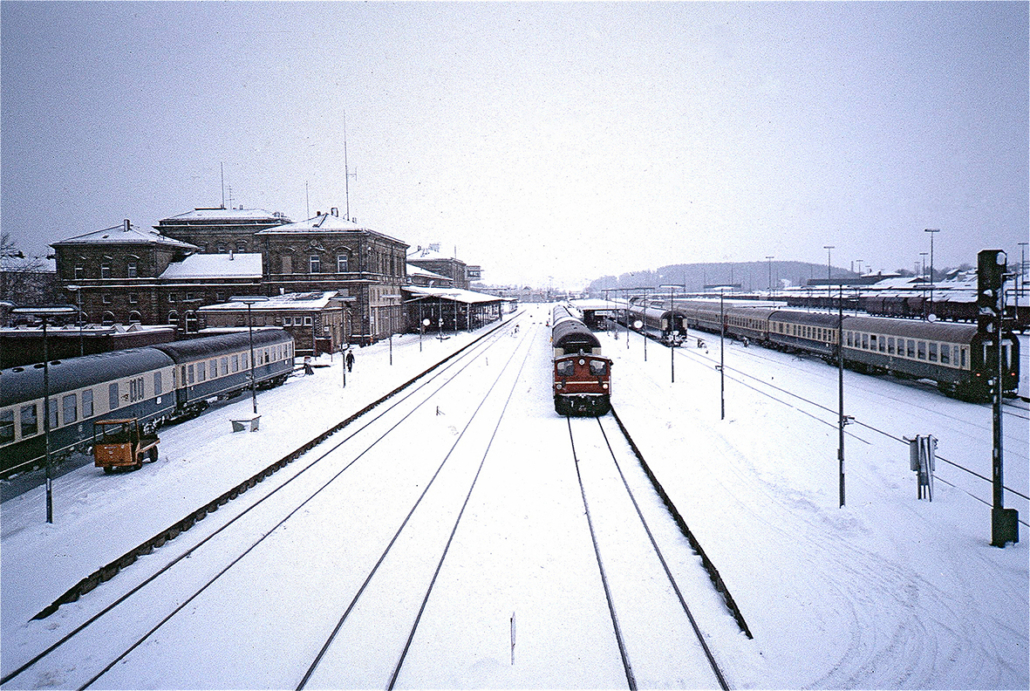 Grenzbahnhof Hof im Winter.