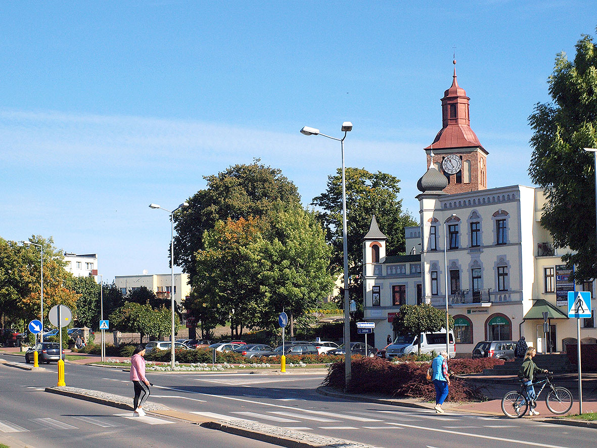 Blick aufs Stadtzentrum von Węgorzewo.